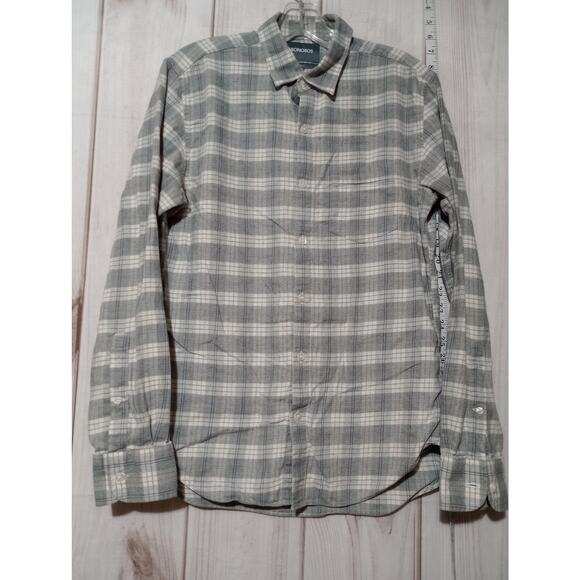 Bonobos Shirt Mens Small Gray White‎ Plaid Flannel Slim Fit Button Up Casual - Picture 1 of 9